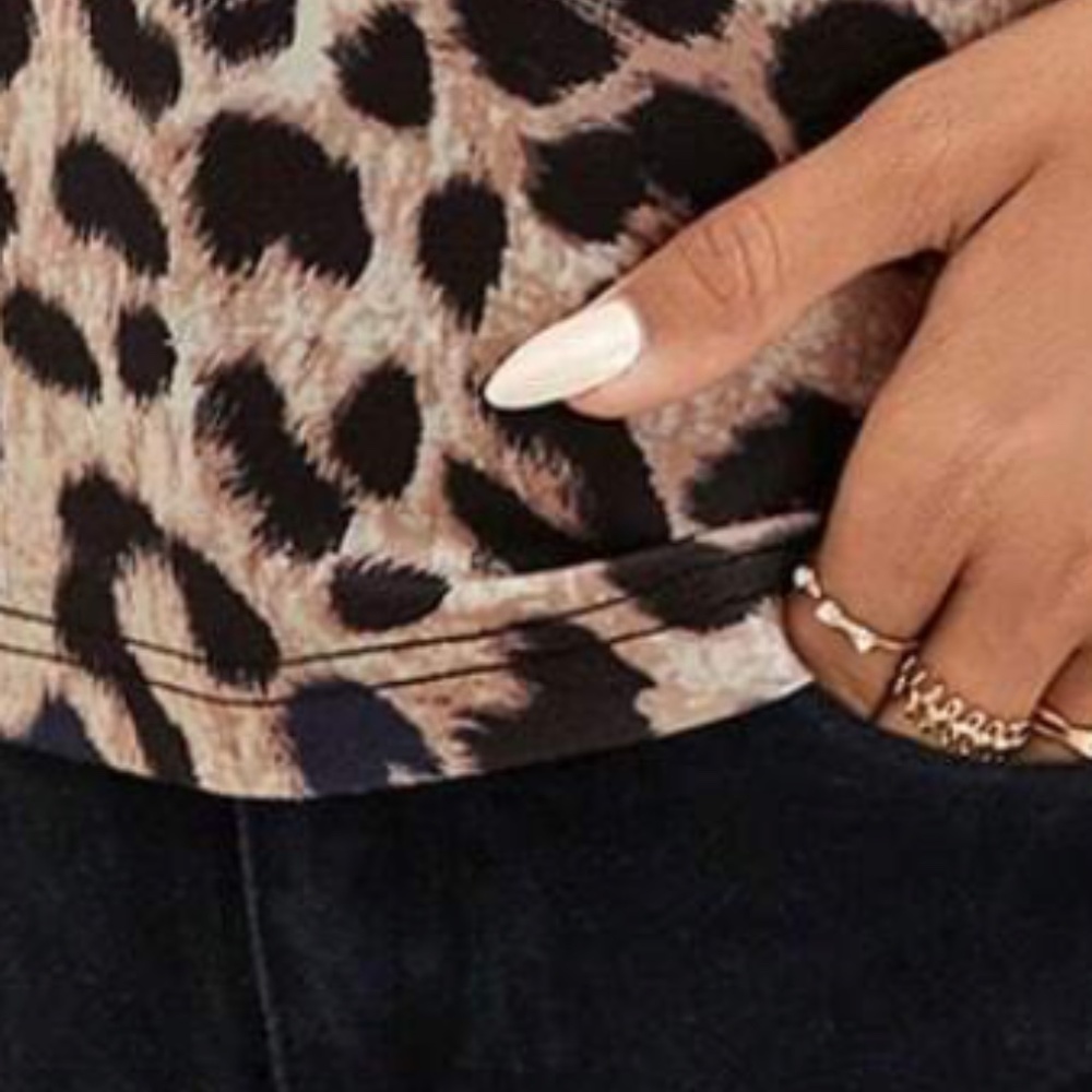 Leopard Animal Print Cut out One Shoulder Top - Picture 2 of 4